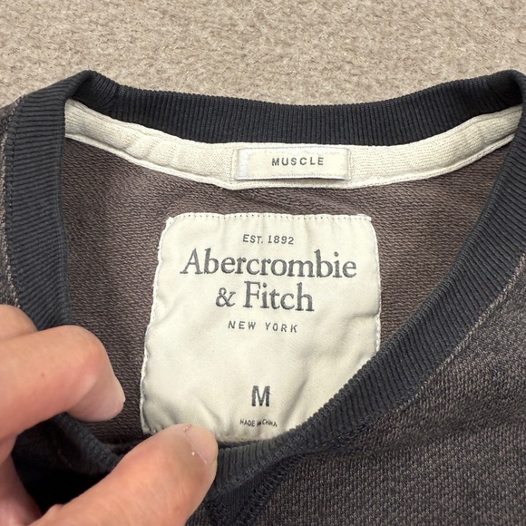Vintage Abercrombie & Fitch Sweatshirt Mens Size M Medium Gray Pullover - Picture 5 of 9